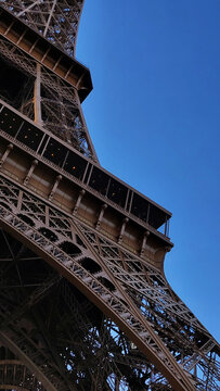 Architectural detail of the Eiffel Tower in Paris