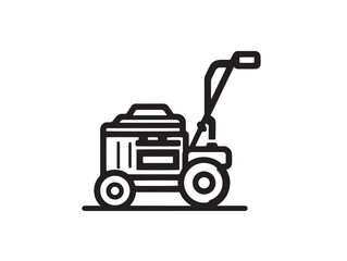 Modern Power Tiller Farming Tool Icon with Minimal Line Vector Illustration