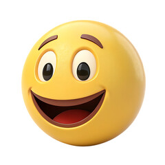Fototapeta premium 3d rendered happy yellow round face icon expressing joy and merriment