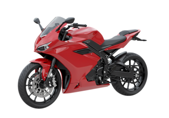 Red Sportbike ThreeQuarter View Studio Shot isolated on transparent background