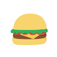 hamburger isolated on white. hamburger. fast food. food. snack. meat. tomato. cheese. vegetable.