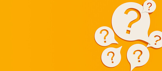 question mark in the form of pop-up messages cut out of paper with a copy of space
