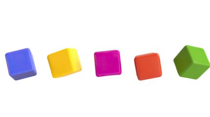 Colorful 3D cubes in a row