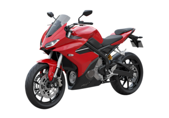 Red Modern Sportbike Motorcycle Studio Shot isolated on transparent background