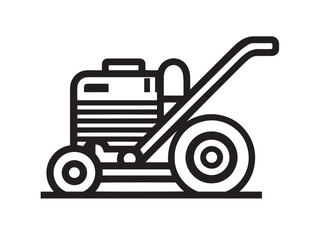 Professional Rotary Tiller Farming Tool Icon in Simple Minimal Vector Artwork