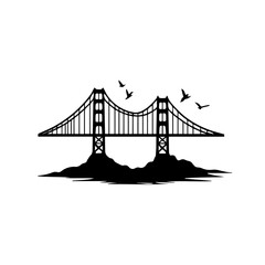 Obraz premium bridge vector illustration, bridge, architecture, river, water, suspension, city, sky, night, san francisco, road, transportation, travel, landmark, lisbon, bay, sea, gate, portugal, structure, cable,