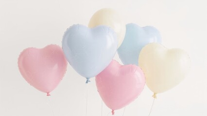 Pastel heart balloons set against a blank backdrop for Valentine's Day