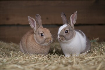 Obraz premium Close bunny pals in the barnyard