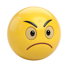 Fototapeta premium 3d rendered round yellow emoji icon expressing anger and frustration