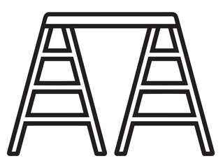 Modern Scaffolding Ladder Equipment Icon in Clean and Minimal Line Vector Design
