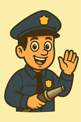 Cartoon policeman waving