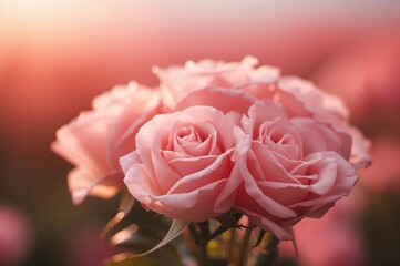Close-up of vibrant pink roses against a soft backdrop