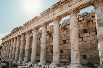 Obraz premium Series of marble pillars in a historic ancient city