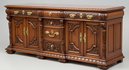 Rustic Aesthetic Carved Wooden Cabinet Classic Design and Timeless Charm