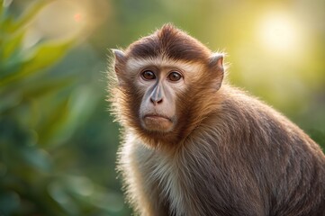 Sunlit monkey close-up