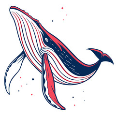 Stylized illustration of a humpback whale