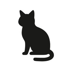 Minimalist Cat Sitting Silhouette Icon