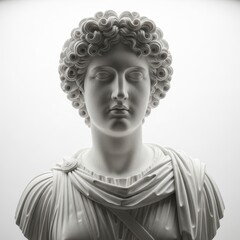Ancient marble bust of a woman with curly hair