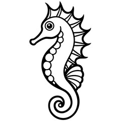 Fototapeta premium Oceanic Seahorse Jewel a simple line art vector