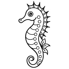 Oceanic Seahorse Jewel a simple line art vector