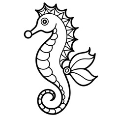 Oceanic Seahorse Jewel a simple line art vector