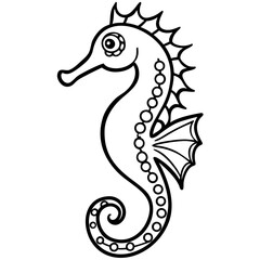 Fototapeta premium Oceanic Seahorse Jewel a simple line art vector