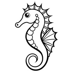 Oceanic Seahorse Jewel a simple line art vector