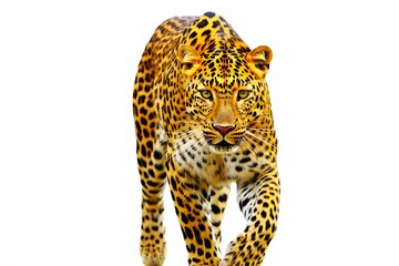 Obraz premium Majestic leopard with intense gaze walking forward capturing african wildlife beauty