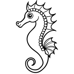 Fototapeta premium Oceanic Seahorse Jewel a simple line art vector