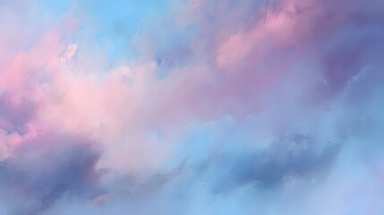 Obraz premium A dreamy sky filled with soft pastel hues of pink and blue, creating a serene and ethereal ambiance.