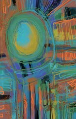 Abstract image for printing. Picture for modern interiors. The picture is painted by hand on a tablet. © neurostructure