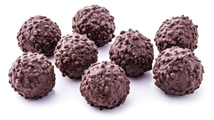 Chocolate balls with sprinkles on white background