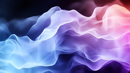 Ethereal flowing smoke waves in vibrant blue, purple and pink colors against dark background create abstract art composition for creative design projects.