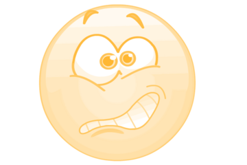 A cartoon egg with a worried and confused facial expression isolated on transparent background