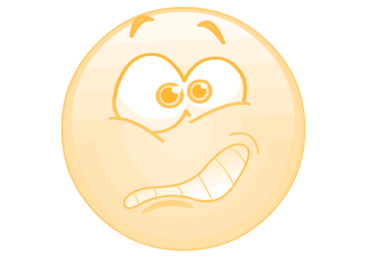 A cartoon egg with a worried and confused facial expression isolated on transparent background