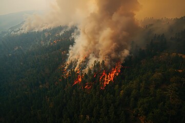 Fototapeta premium Overhead Perspective of Blaze Smoke and Fire