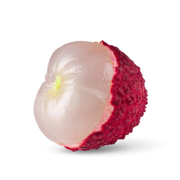 Fresh lychee or litchi is tropical fruit isolated on white background.