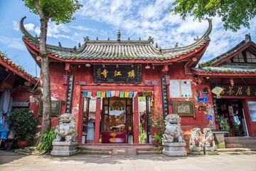 Obraz premium Zhenjiang Temple in Huanglongxi Scenic Area, Chengdu, Sichuan Province, China