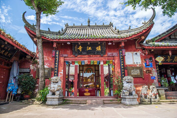 Fototapeta premium Zhenjiang Temple in Huanglongxi Scenic Area, Chengdu, Sichuan Province, China