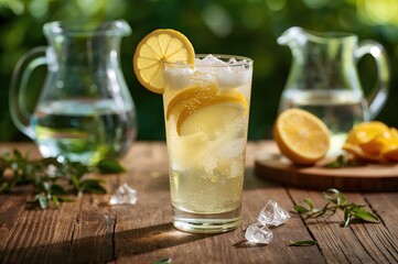 Fototapeta premium Soda blended with lemon juice for a refreshing chill
