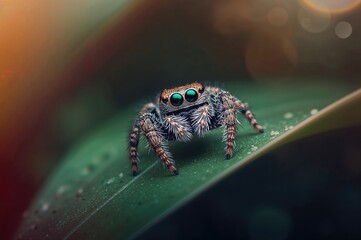 Menemerus genus jumping spider in its natural habitat