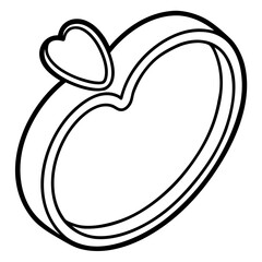 Heart Charm Ring line art vector