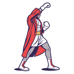Boxer in red robe and boxing gloves