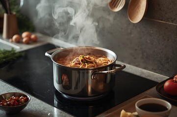 Savor the ease of preparing instant noodles in a pot, an ideal quick and delicious comfort meal for hectic schedules or midnight hunger.