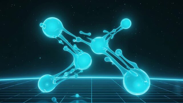 Metaball blobs behave living neural network along invisible paths connecting synapses real time blob glows touches dark tech gradient subtle holographic gridlines