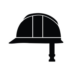 Safety Helmet Silhouette. Black and White Icon Design Elements on Isolated White Background