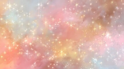 Obraz premium A captivating, soft-toned background showcasing a multitude of shimmering stars, set against a gradient of pastel colors.
