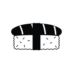 Sushi Silhouette. Black and White Icon Design Elements on Isolated White Background