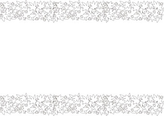 手描きのモミジのイラスト背景・黒の線画
