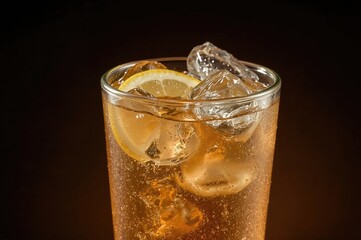 Chilled lemon beverage served in a clear glass against a black backdrop